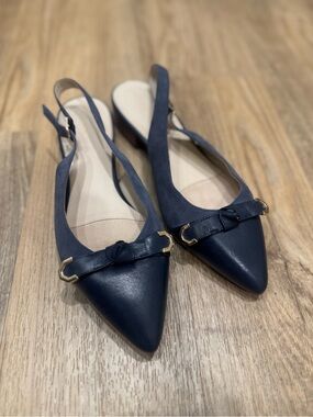 Cole Haan Menlo Skimmer Slingback Flats Navy Blue size 9